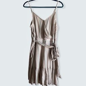 American Eagle Ruffle Wrap Romper Multi Stripe